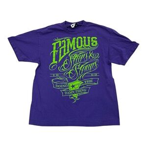 Famous Stars & Straps Vintage Y2K Purple Tee with Green Graphics - Size XL